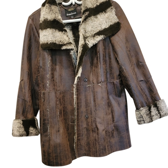 Dennis Basso Faux Suede Leather Jacket With Faux Fur Lining Med - Picture 4 of 11